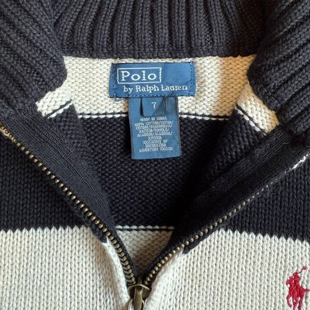 NWOT Ralph Lauren Boy 1/4 Zip Knit Sweater-Black and White